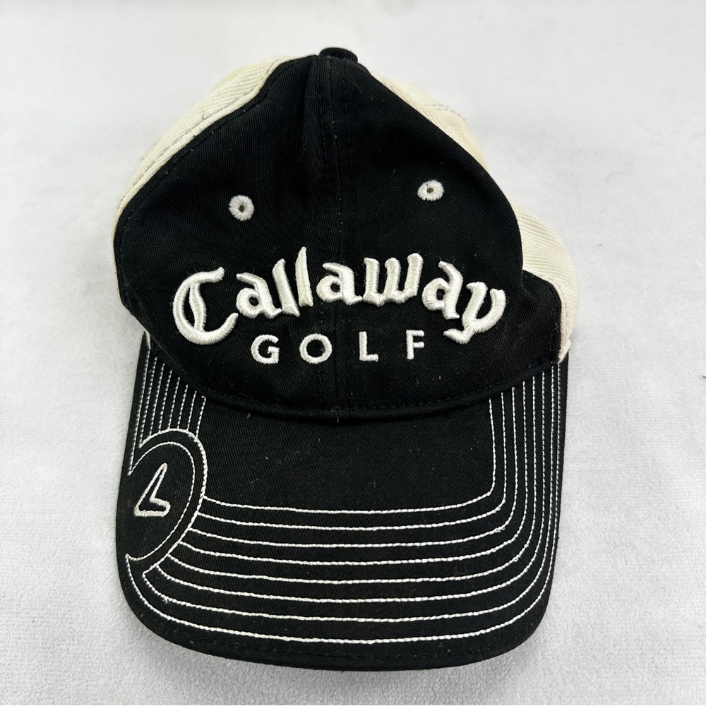 Callaway Golf Baseball Cap Hat Embroidered Mens Black Strapback Adjustable